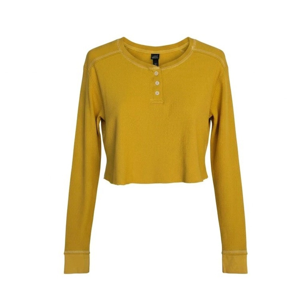 Wild Fable Women's Cropped Waffle Long Sleeve Shirt Size Medium New With Tags